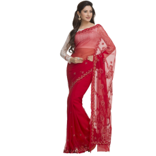 Ada Exclusive Handicrafted Red Faux Georgette Saree With Blouse